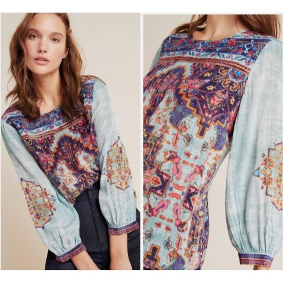 Anthropologie Vineet Bahl Prudence Blouse Boho Bohemian Chic XS $98 - Picture 2 of 14